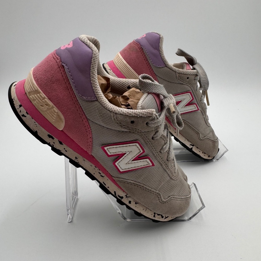New Balance 515 Kids Sneakers Grey Pink Purple Speckled Midsole Athletic Shoes - Picture 3 of 16